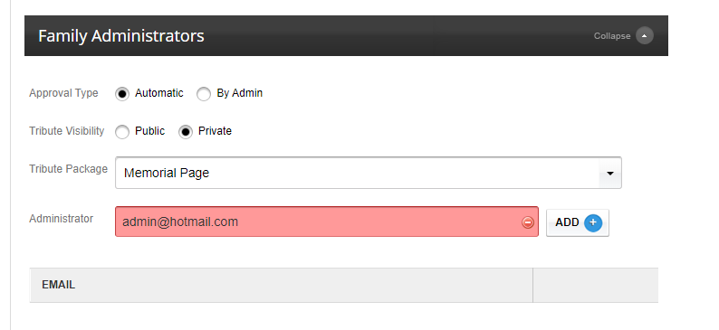 Family Administrator Settings